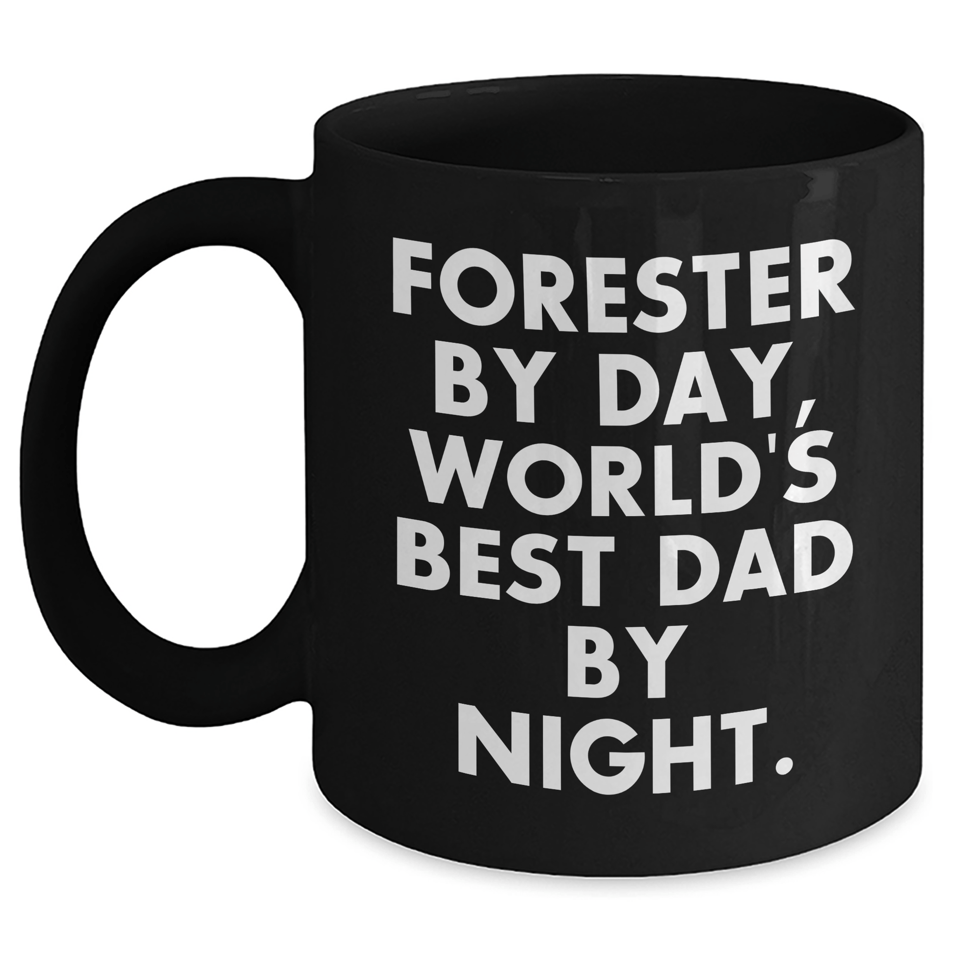Forester's Daily Grind, World's Best Dad's Night, Funny Gifts from Men to Forester on Father's Day - Black Coffee Mug - Victory Thru Vision 