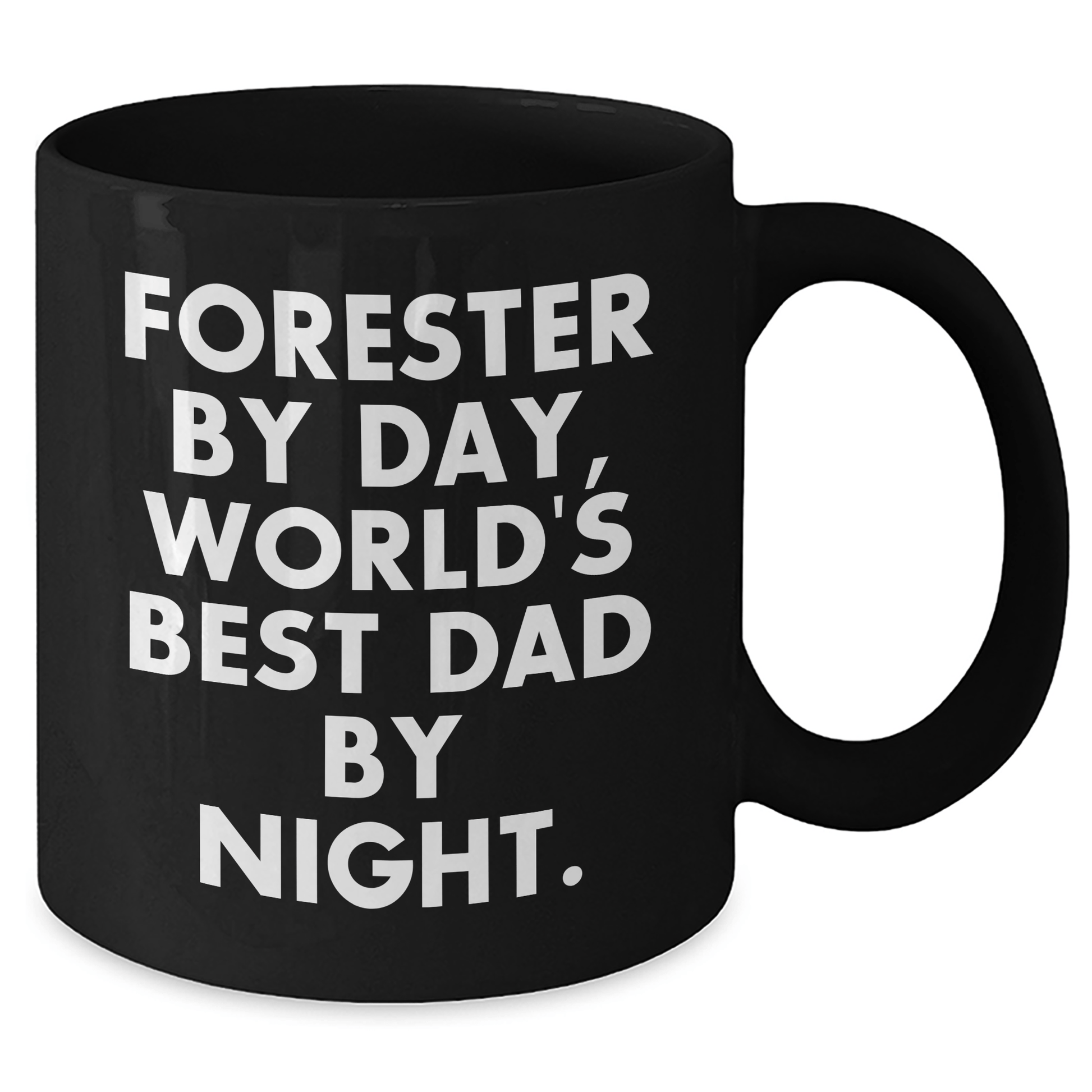 Forester's Daily Grind, World's Best Dad's Night, Funny Gifts from Men to Forester on Father's Day - Black Coffee Mug - Victory Thru Vision 