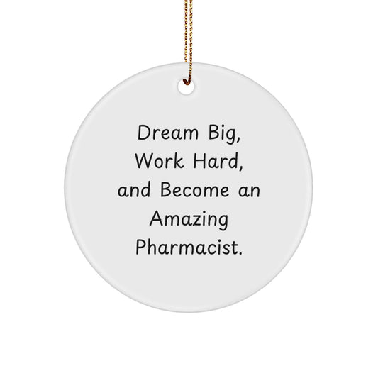 Fun Funny Inspirational Gifts for Pharmacist Friends and Family - Dream Big Circle Ornament, Gifts from Women to Men, Christmas Unique Ornament - Victory Thru Vision