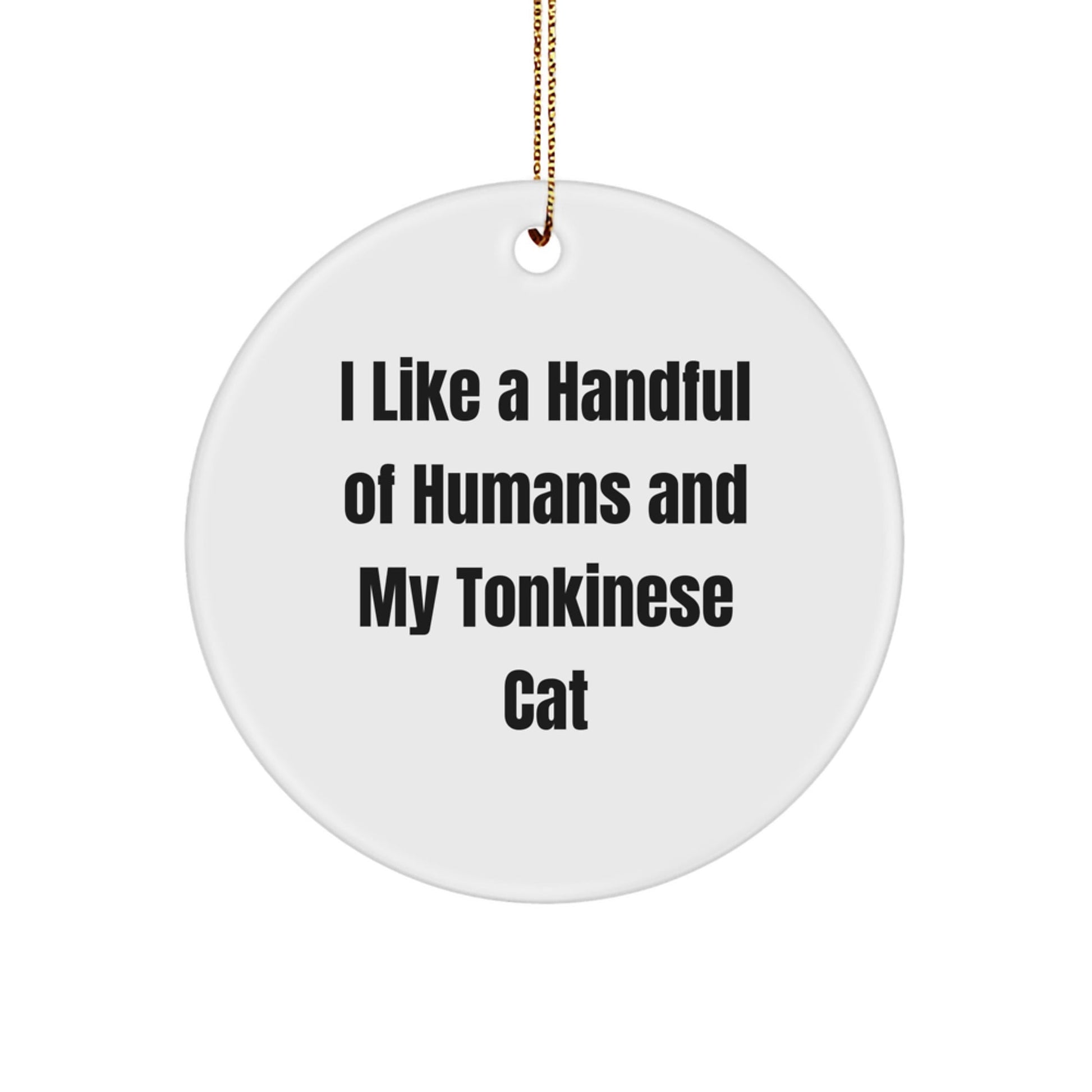 Fun Tonkinese Cat Lovers Gifts, I Like A Handful Of Humans And My Tonkinese Cat, Circle Ornament for Christmas - Victory Thru Vision