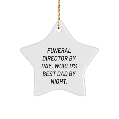 Funeral Director Gifts from Men, Christmas Unique Star Ornament 'By Day, World's Best Dad By Night.' for Funeral Director - Victory Thru Vision 