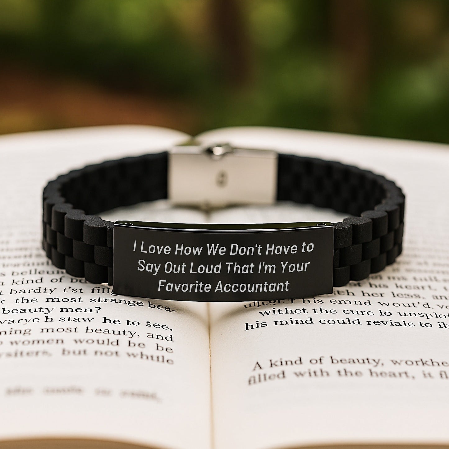 Funny Accountant Gifts for Men - I Love How We Don't Have To Say, Glide lock Clasp Black Stainless Steel Silicone Adjustable Graduation Unique Gifts from Family - Victory Thru Vision