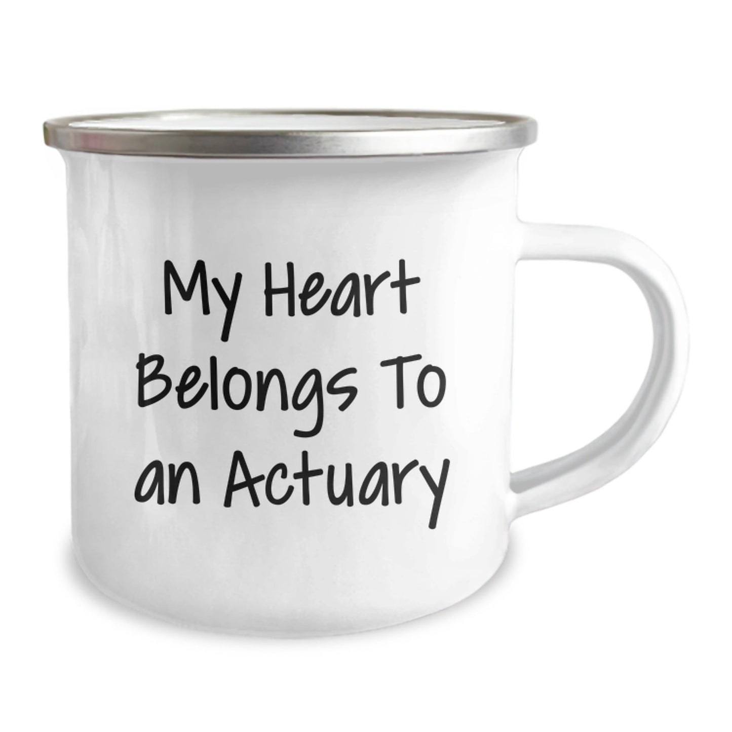 Funny Actuary Gifts from Men to Actuary Friends and Coworkers - My Heart Belongs To An Actuary Camping Mug for Birthday Unique Gifts - Victory Thru Vision