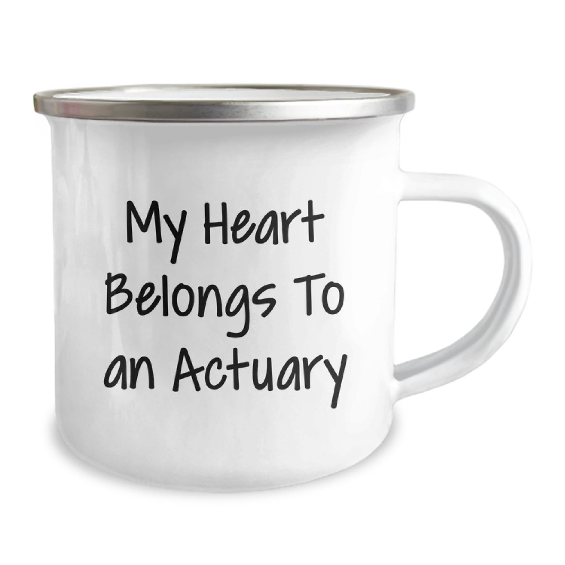 Funny Actuary Gifts from Men to Actuary Friends and Coworkers - My Heart Belongs To An Actuary Camping Mug for Birthday Unique Gifts - Victory Thru Vision