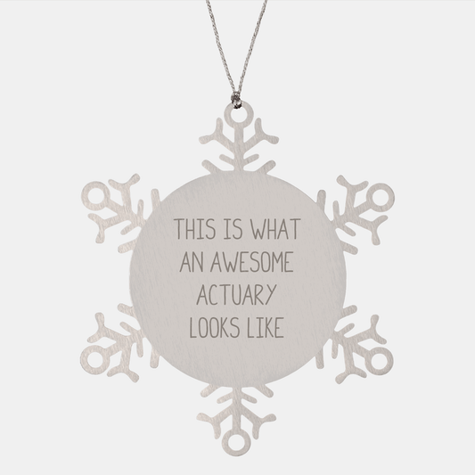 Funny Actuary Gifts: Snowflake Ornament from Friends, Unique Actuary Christmas Unique Gifts for Actuary, 'This Is What An Awesome Actuary Looks Like' - Victory Thru Vision 