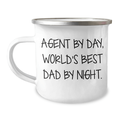 Funny Agent Gifts, Agent By Day, World's Best Dad By Night., Funny Camping Mug for Graduation, Gifts from Men to Agent, Agent's Unique Gift - Victory Thru Vision