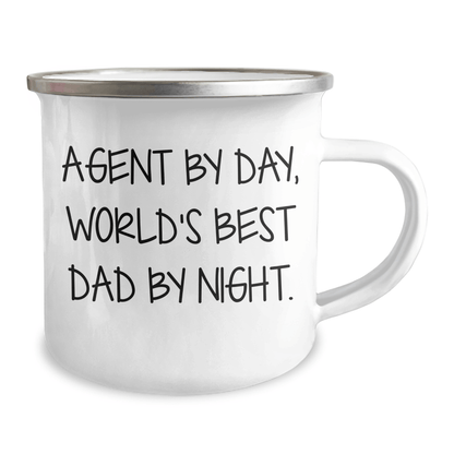 Funny Agent Gifts, Agent By Day, World's Best Dad By Night., Funny Camping Mug for Graduation, Gifts from Men to Agent, Agent's Unique Gift - Victory Thru Vision