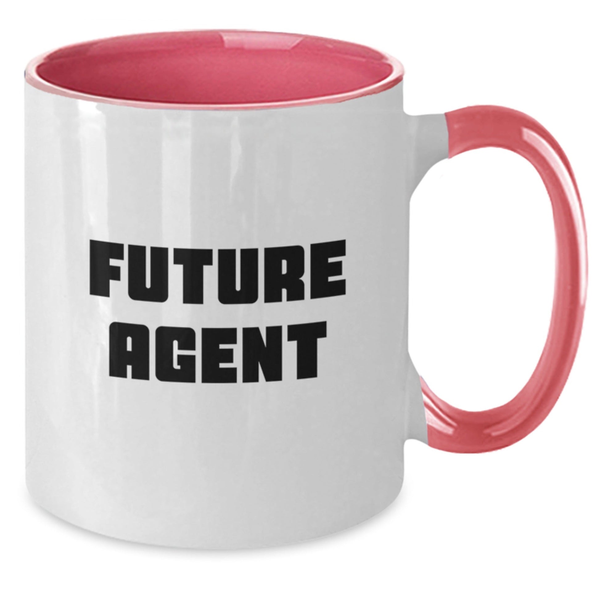 Funny Agent Gifts from Friends for Future Agent Graduation Two Tone Coffee Mugs, Black and White, Red and White, Navy and White, Pink and White - Victory Thru Vision