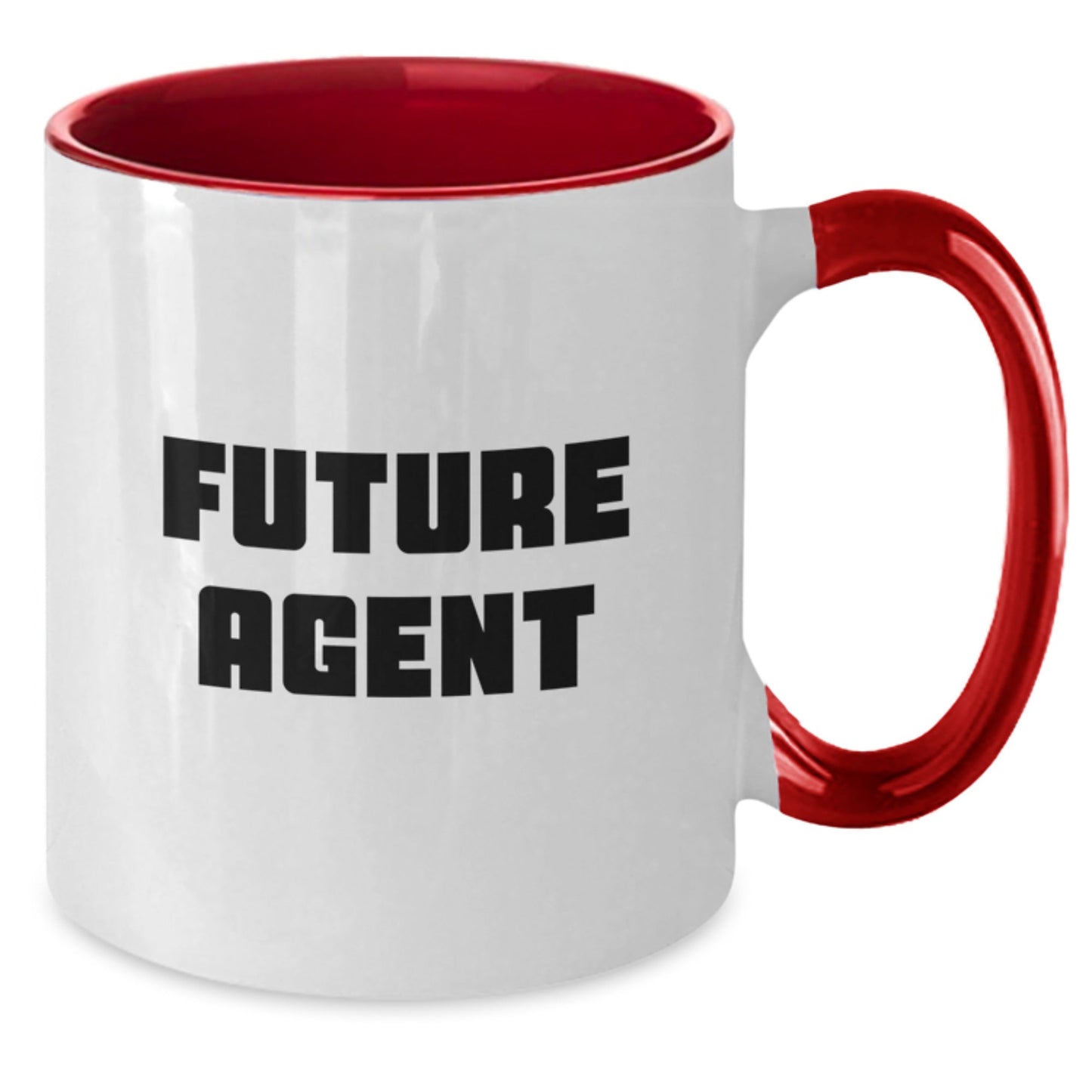 Funny Agent Gifts from Friends for Future Agent Graduation Two Tone Coffee Mugs, Black and White, Red and White, Navy and White, Pink and White - Victory Thru Vision