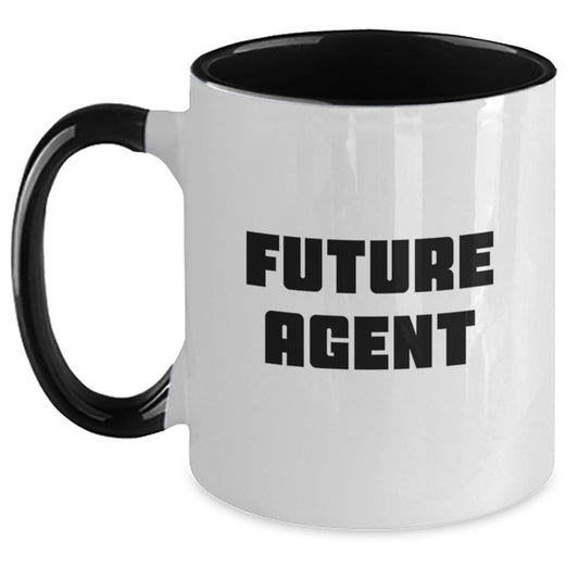 Funny Agent Gifts from Friends for Future Agent Graduation Two Tone Coffee Mugs, Black and White, Red and White, Navy and White, Pink and White - Victory Thru Vision