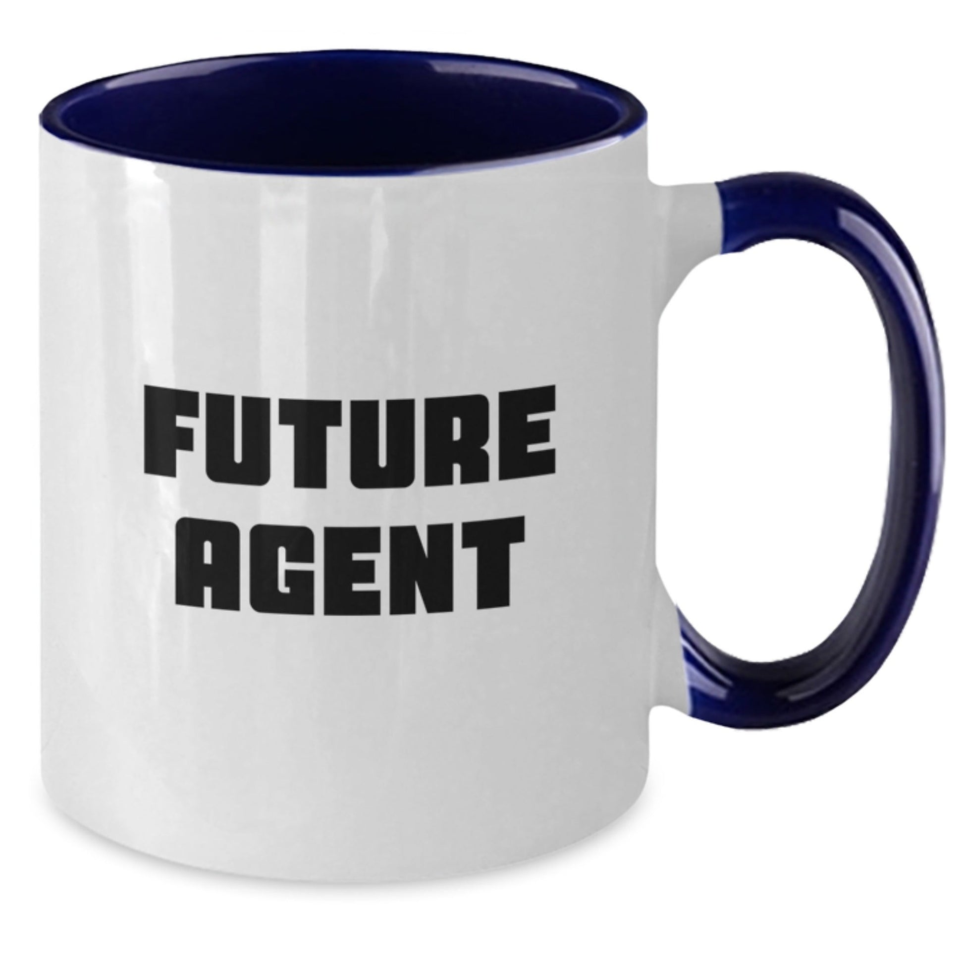 Funny Agent Gifts from Friends for Future Agent Graduation Two Tone Coffee Mugs, Black and White, Red and White, Navy and White, Pink and White - Victory Thru Vision