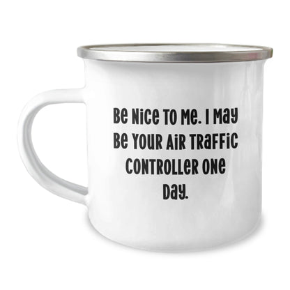 Funny Air Traffic Controller Gifts, Camping Mug, Inspirational Quote, Gifts from Mom to Air Traffic Controller Graduate, 12 oz Stainless Steel Enamel Finish - Victory Thru Vision