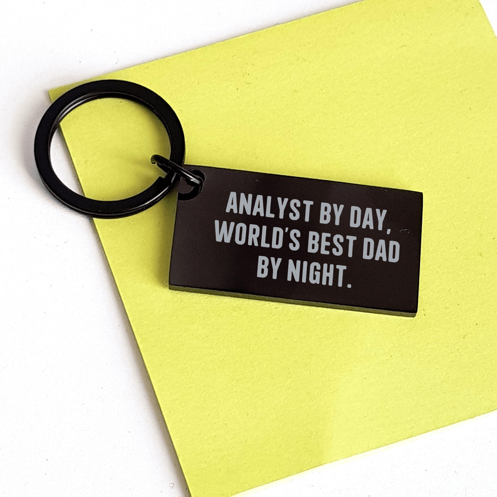 Funny Analyst Gifts by Day, Keychain for Graduation, World's Best Dad by Night - Gifts from Dad, for the Analyst in Your Life - Victory Thru Vision