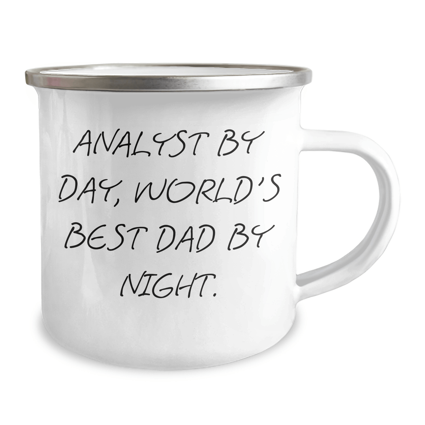 Funny Analyst Gifts for Men, Camping Mug for Graduation, 'Analyst By Day, World's Best Dad By Night.' Quote, Gifts from Dad to Son, Unique and Thoughtful - Victory Thru Vision