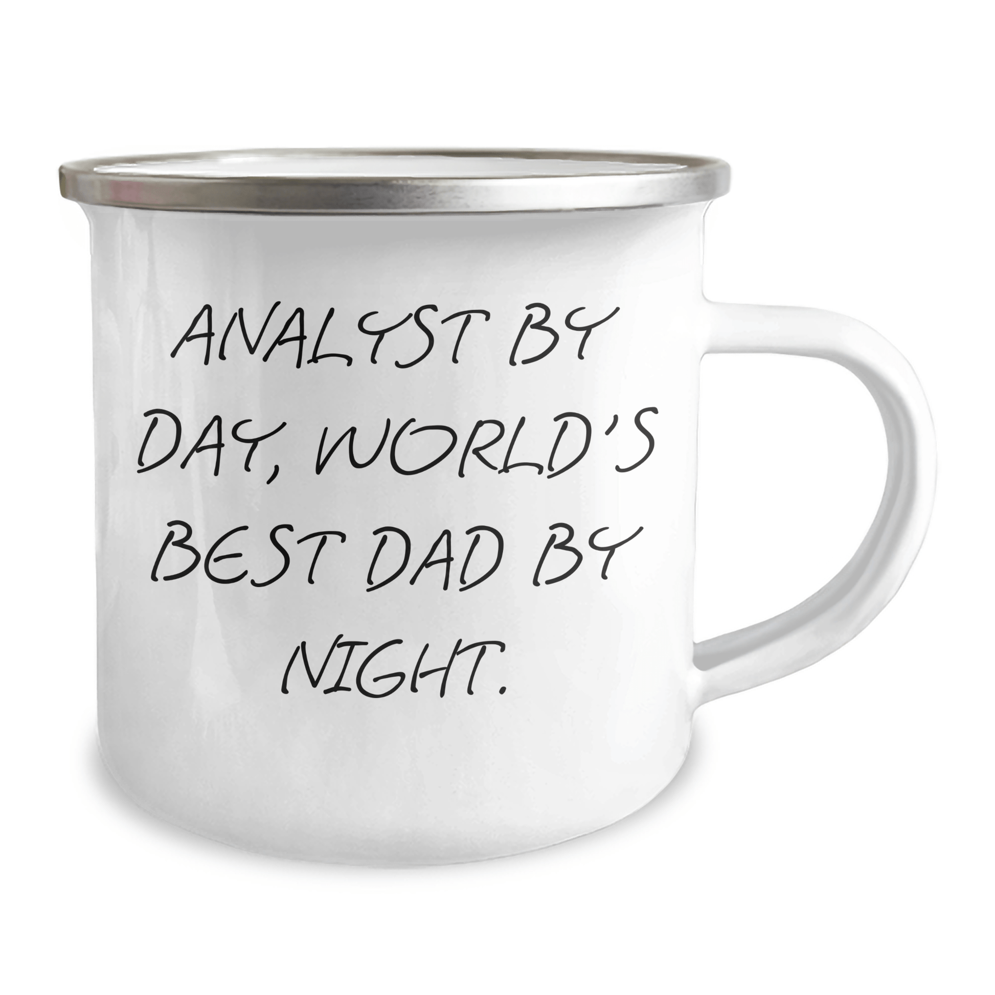 Funny Analyst Gifts for Men, Camping Mug for Graduation, 'Analyst By Day, World's Best Dad By Night.' Quote, Gifts from Dad to Son, Unique and Thoughtful - Victory Thru Vision