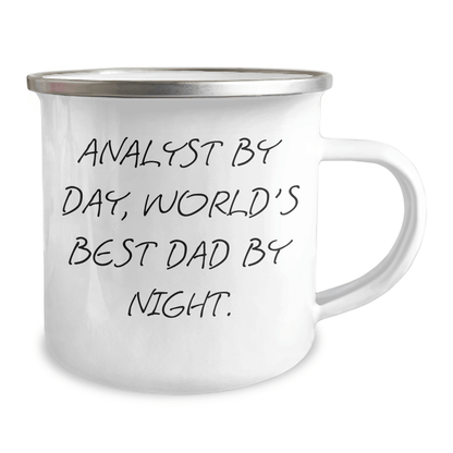 Funny Analyst Gifts for Men, Camping Mug for Graduation, 'Analyst By Day, World's Best Dad By Night.' Quote, Gifts from Dad to Son, Unique and Thoughtful - Victory Thru Vision