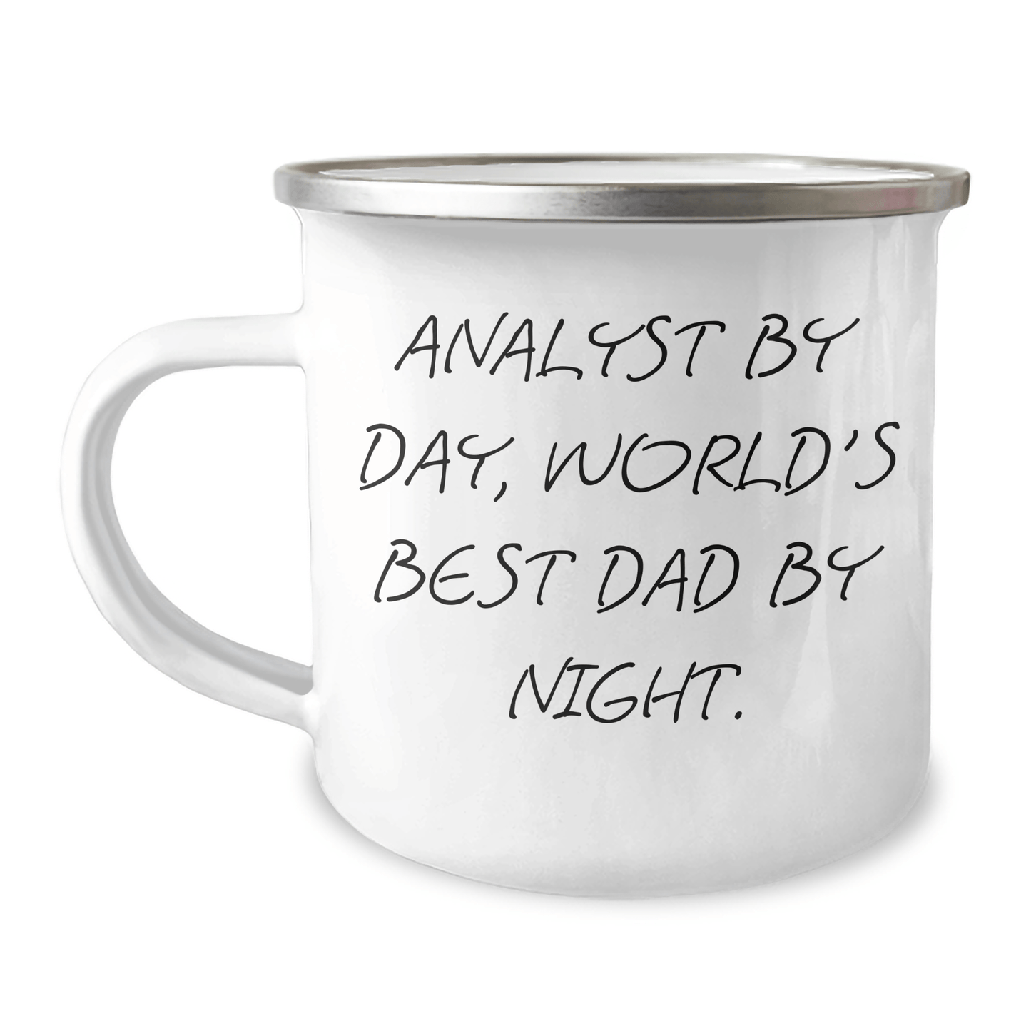 Funny Analyst Gifts for Men, Camping Mug for Graduation, 'Analyst By Day, World's Best Dad By Night.' Quote, Gifts from Dad to Son, Unique and Thoughtful - Victory Thru Vision