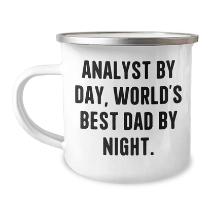 Funny Analyst Gifts from Dad - Camping Mug, World's Best Analyst By Day, Perfect Graduation Unique Gifts for Analyst Men - Victory Thru Vision