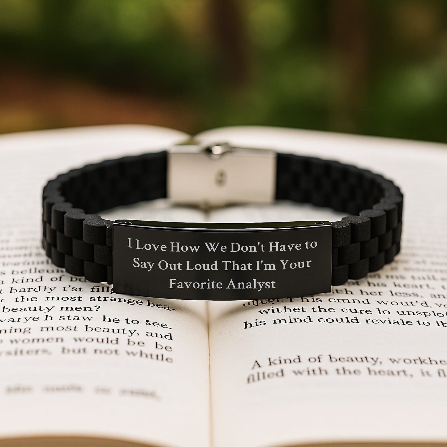 Funny Analyst Gifts from Friends for Graduation Unique Gifts - I Love How We Don't Have To Say Out Loud That I'm Your Favorite Analyst Glide lock Clasp Bracelet for Men or Women - Victory Thru Vision