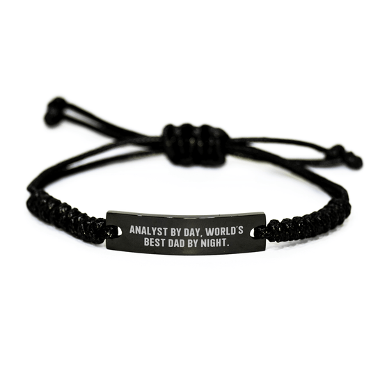 Funny Analyst Gifts, Rope Bracelet for Men, Graduation Unique Gifts from Dad, Inspirational Quote: 'Analyst By Day, World's Best Dad By Night.' - Victory Thru Vision