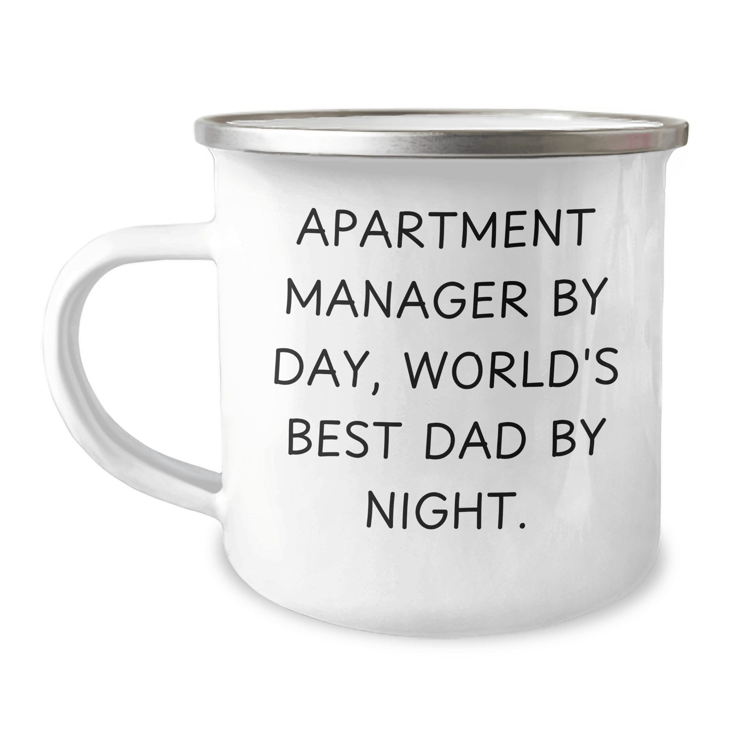 Funny Apartment Manager Gifts for Him, Camping Mug with Quote 'Apartment Manager By Day, World's Best Dad By Night.' from Family, Unique Graduation Gift Ideas - Victory Thru Vision