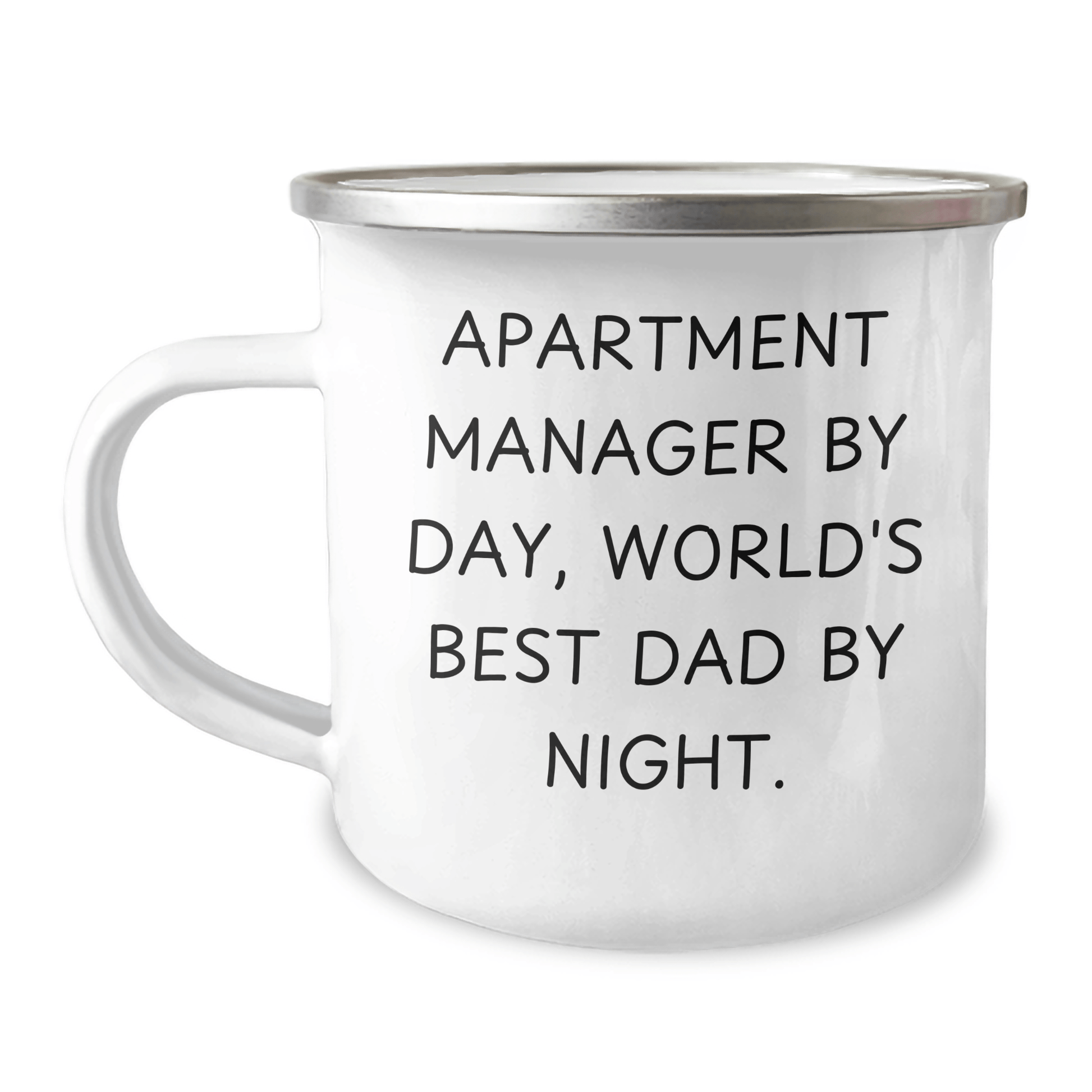Funny Apartment Manager Gifts for Him, Camping Mug with Quote 'Apartment Manager By Day, World's Best Dad By Night.' from Family, Unique Graduation Gift Ideas - Victory Thru Vision