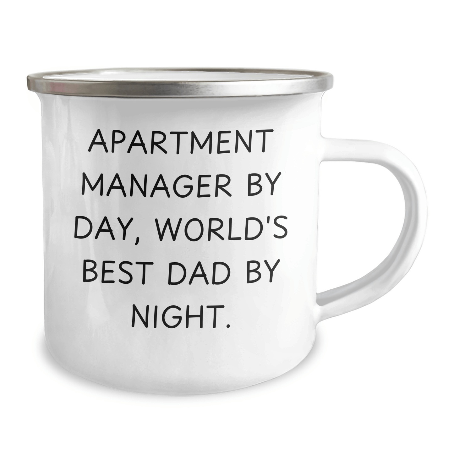 Funny Apartment Manager Gifts for Him, Camping Mug with Quote 'Apartment Manager By Day, World's Best Dad By Night.' from Family, Unique Graduation Gift Ideas - Victory Thru Vision