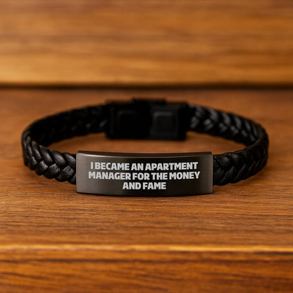 Funny Apartment Manager Gifts for Him Her from Friends Coworkers Family - Interlaced Leather Bracelet for Graduation Unique Presents - Victory Thru Vision