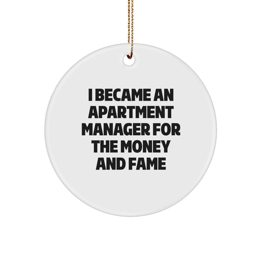 Funny Apartment Manager Gifts from Friends, Inspirational Quote Circle Ornament for Apartment Manager, Christmas Unique Gifts for Men or Women - Victory Thru Vision