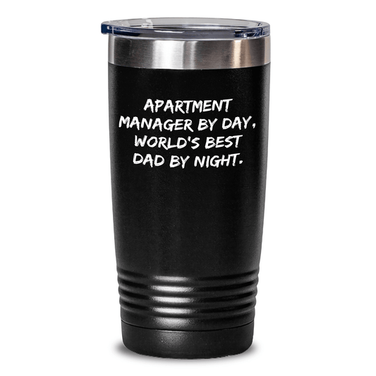 Funny Apartment Manager Gifts from Friends - Tumbler for World's Best Dad By Night, Graduation Unique Gifts for Men - Victory Thru Vision