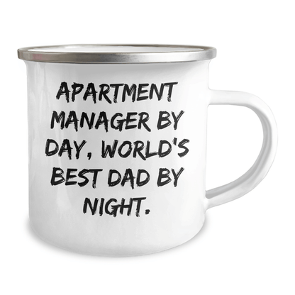 Funny Apartment Manager Gifts from Men to Friends, Apartment Manager By Day, World's Best Dad By Night. Camping Mug for Graduation Unique Gifts - Victory Thru Vision