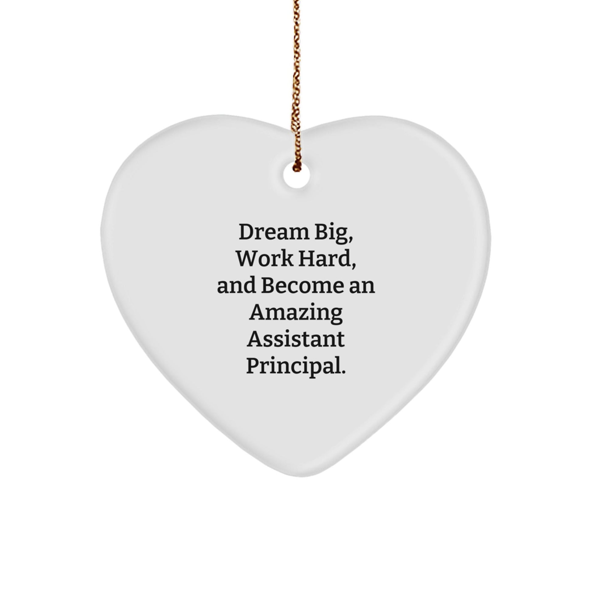 Funny Assistant Principal Gifts for Christmas - 'Dream Big, Work Hard, And Become An Amazing Assistant Principal.' Heart Ornament from Friends and Family - Victory Thru Vision
