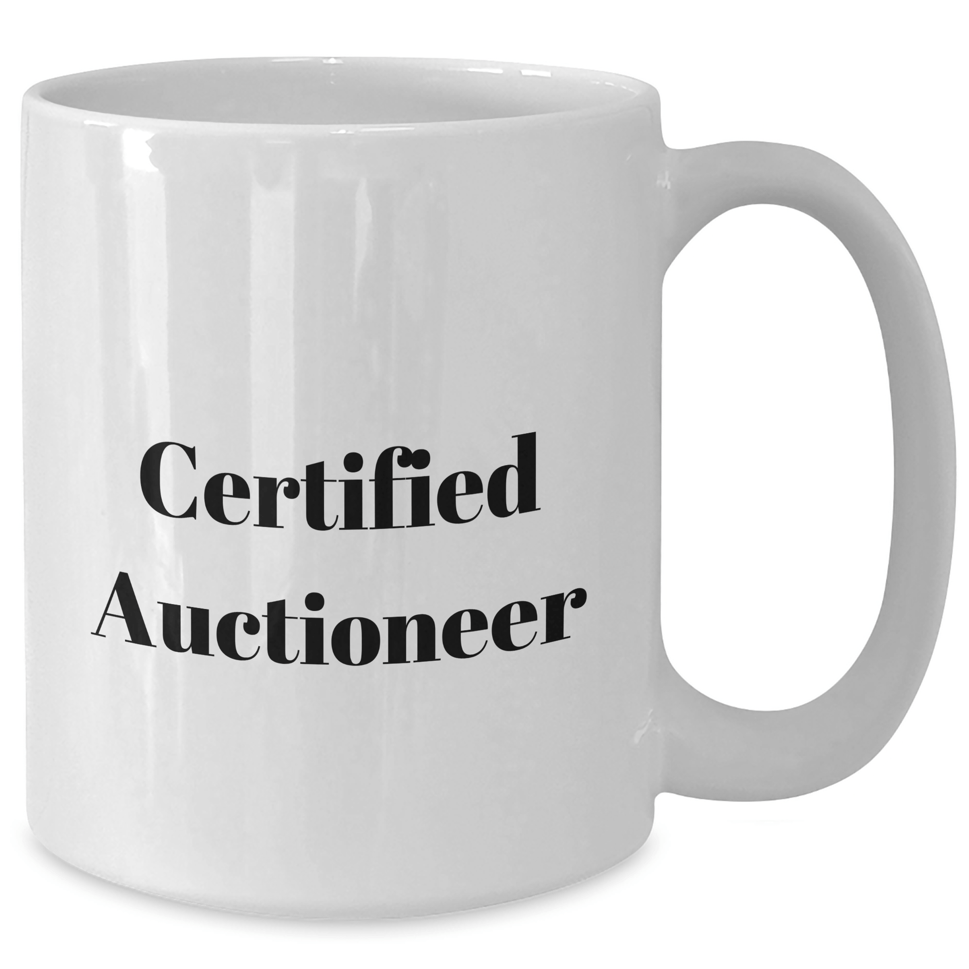 Funny Auctioneer Gifts for Men from Friends - Certified Auctioneer Quote on White Coffee Mug - Father's Day Unique Gifts - Victory Thru Vision