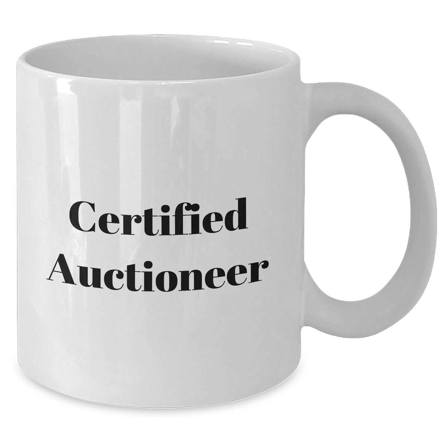 Funny Auctioneer Gifts for Men from Friends - Certified Auctioneer Quote on White Coffee Mug - Father's Day Unique Gifts - Victory Thru Vision