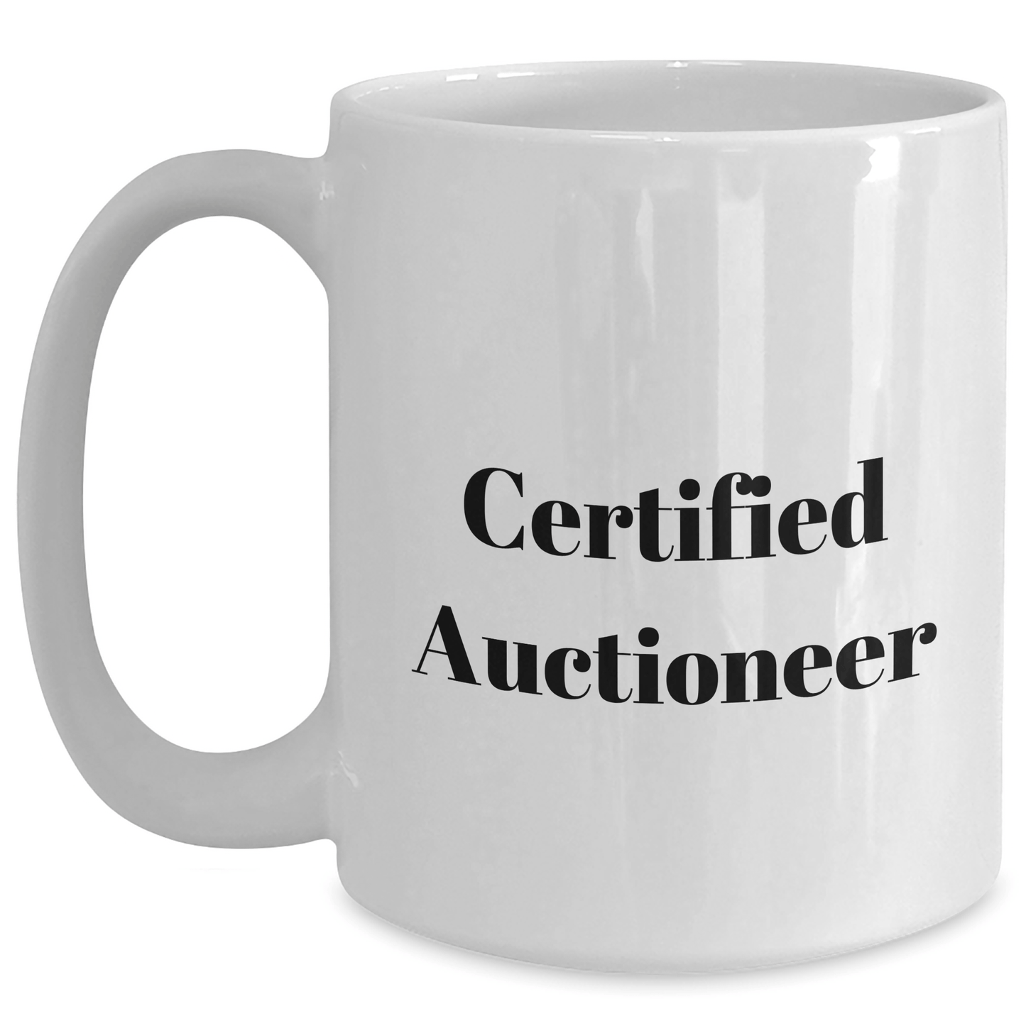 Funny Auctioneer Gifts for Men from Friends - Certified Auctioneer Quote on White Coffee Mug - Father's Day Unique Gifts - Victory Thru Vision