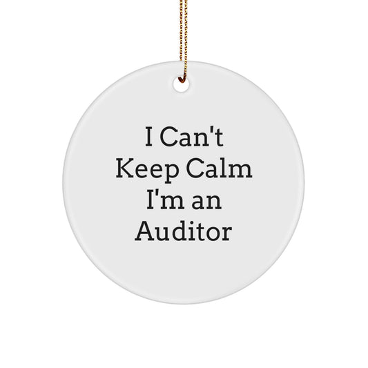 Funny Auditor Gifts - 'I Can't Keep Calm I'm An Auditor' Circle Ornament for Christmas, Gifts from Friends to Family - Victory Thru Vision