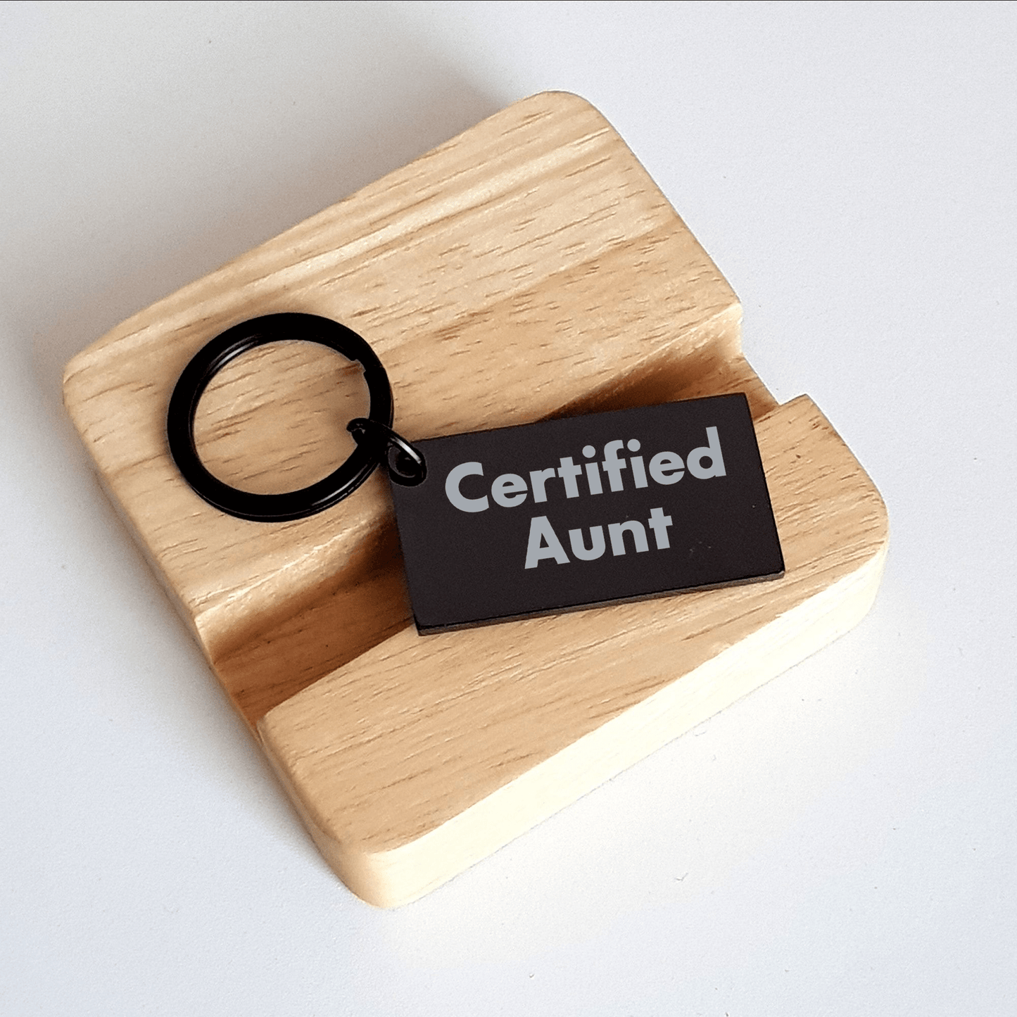 Funny Aunt Gifts from Family, Inspirational Keychain for Aunt on Father's Day - 'Certified Aunt' Engraved Message, Black Stainless Steel, 1.57 x 0.87 inches - Victory Thru Vision 