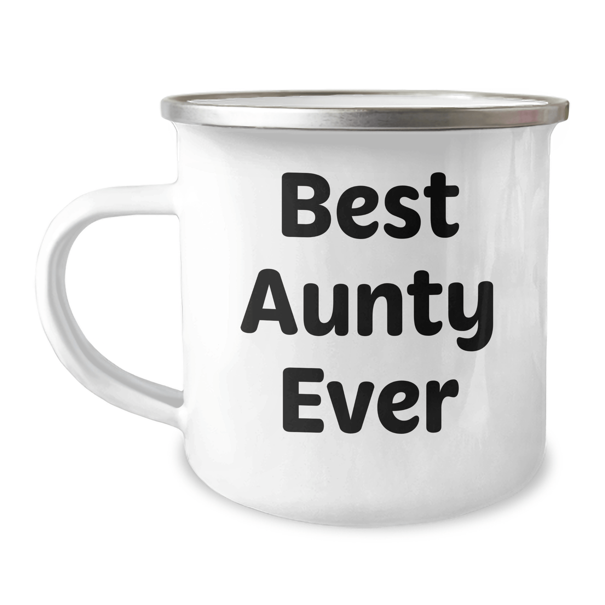 Funny Aunty Gifts for Her, Best Aunty Ever Quote, 12 oz Camping Mug, Gifts from Family for Father's Day - Victory Thru Vision 