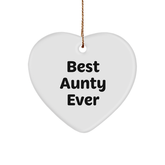 Funny Aunty Gifts from Men to Best Aunty Ever, Heart Ornament for Christmas - Victory Thru Vision 