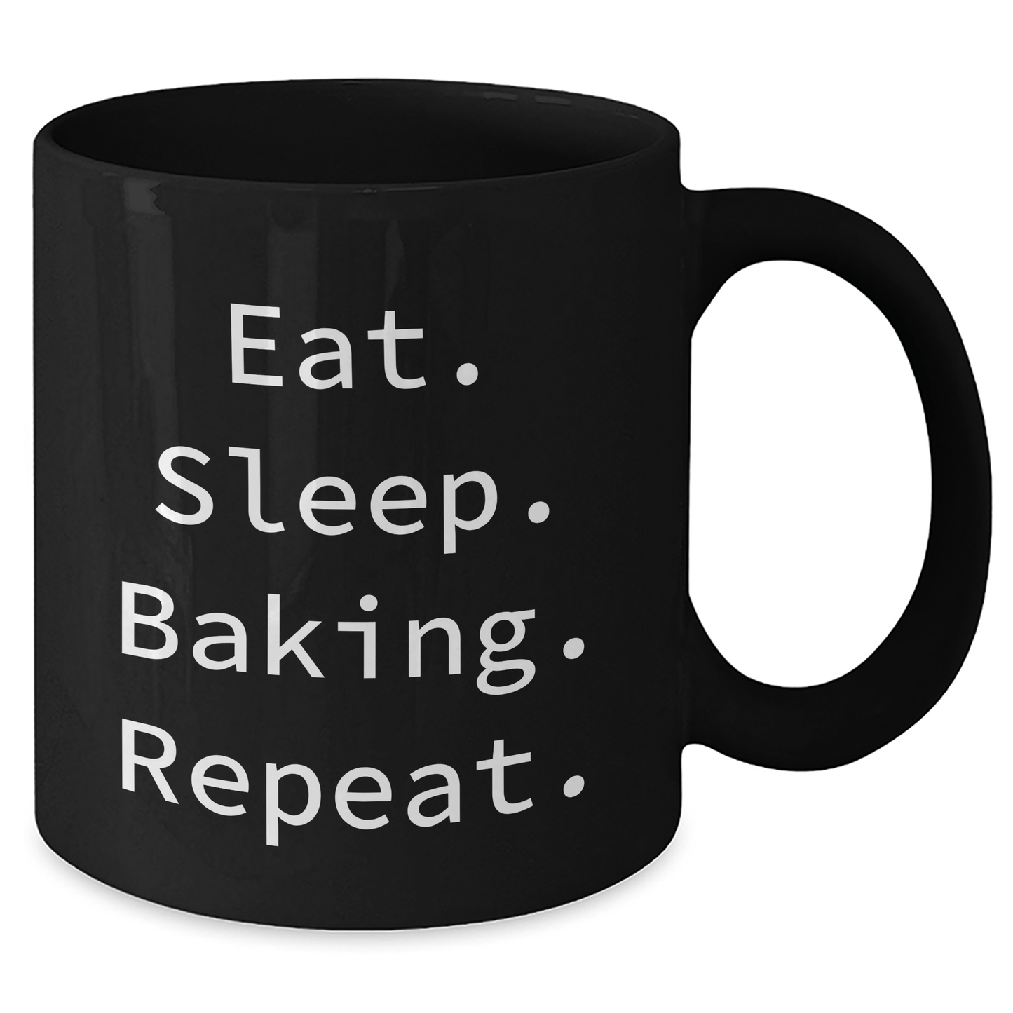 Funny Baking Gifts for Him - 'Eat. Sleep. Baking. Repeat.' Black Coffee Mug for Dad on Father's Day from Family or Friends - Victory Thru Vision 