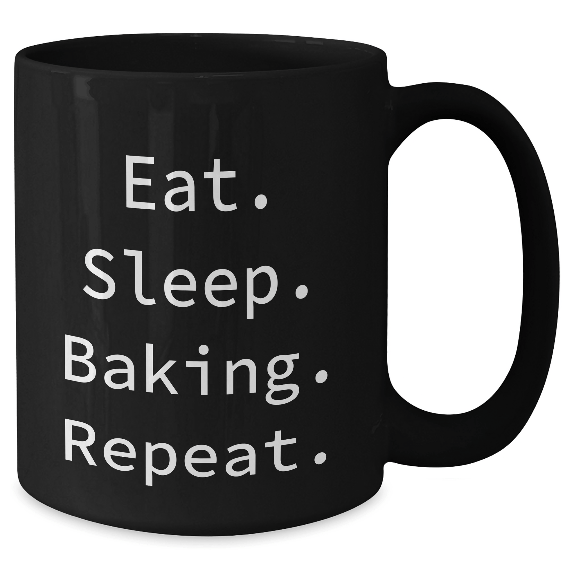 Funny Baking Gifts for Him - 'Eat. Sleep. Baking. Repeat.' Black Coffee Mug for Dad on Father's Day from Family or Friends - Victory Thru Vision 