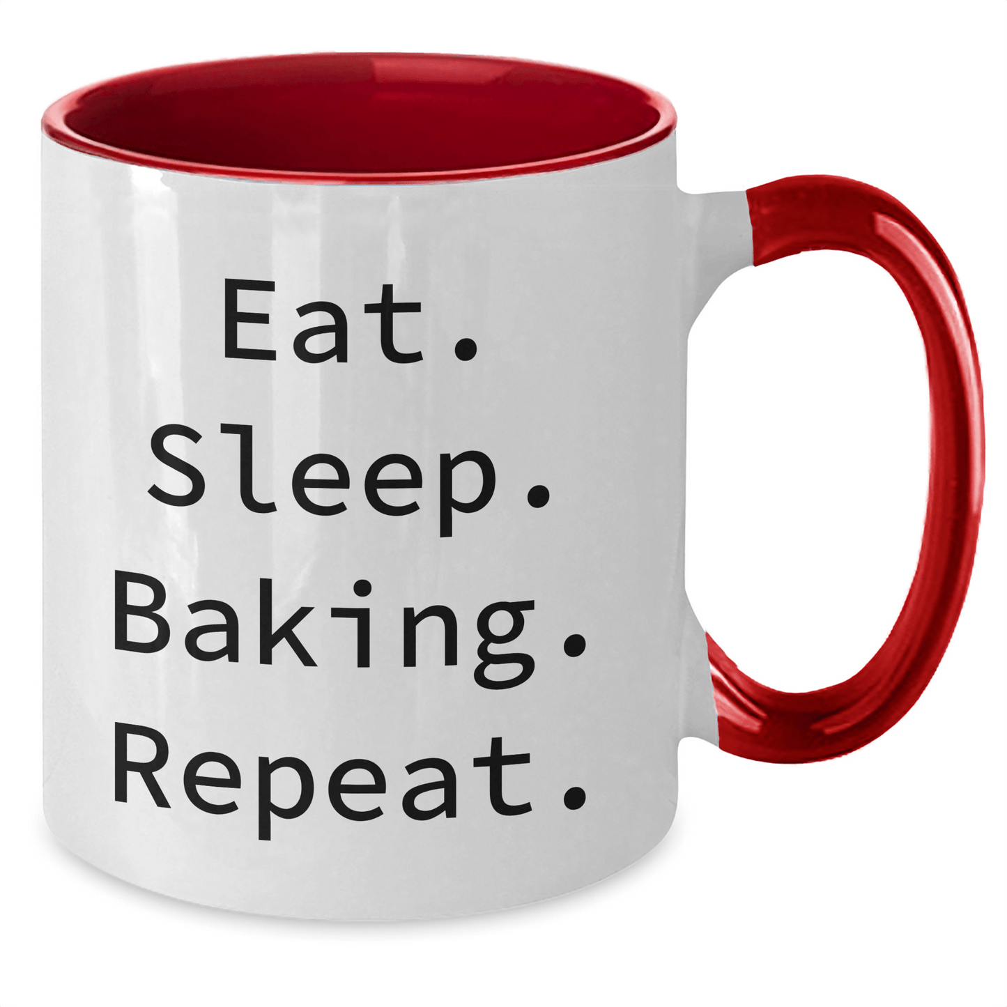 Funny Baking Inspired Gifts from Family for Father's Day Two Tone Coffee Mug - Eat. Sleep. Baking. Repeat. - Victory Thru Vision 