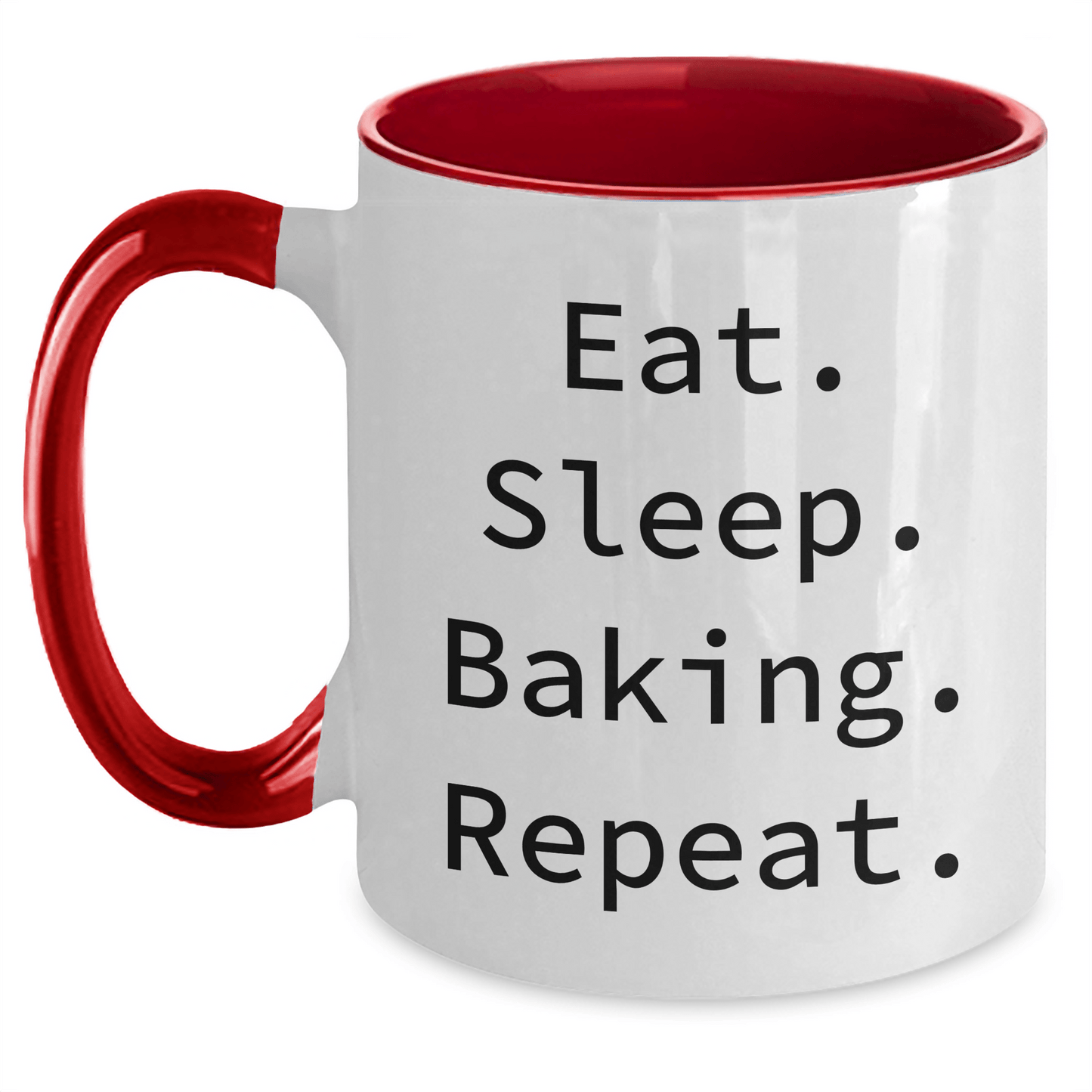 Funny Baking Inspired Gifts from Family for Father's Day Two Tone Coffee Mug - Eat. Sleep. Baking. Repeat. - Victory Thru Vision 