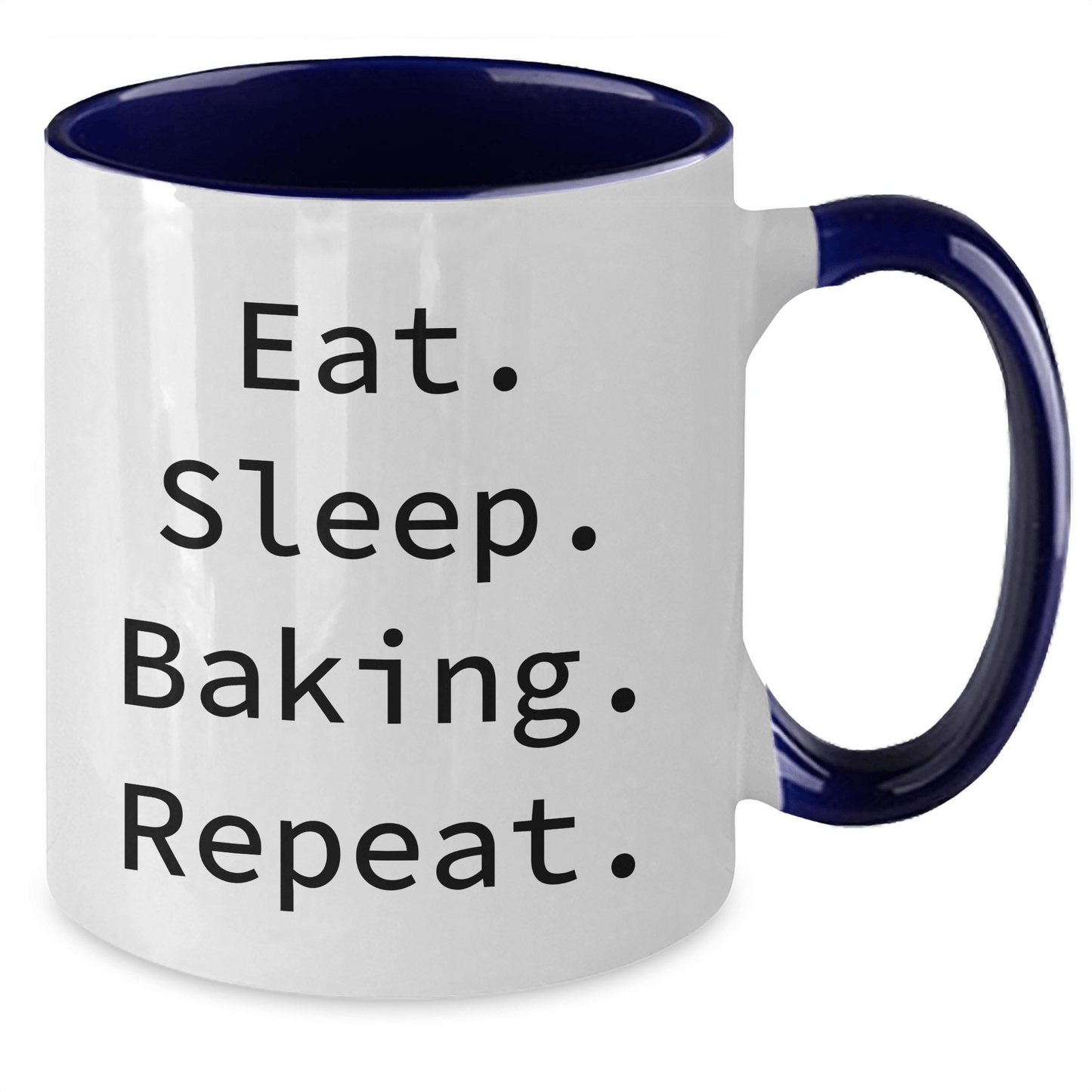 Funny Baking Inspired Gifts from Family for Father's Day Two Tone Coffee Mug - Eat. Sleep. Baking. Repeat. - Victory Thru Vision 