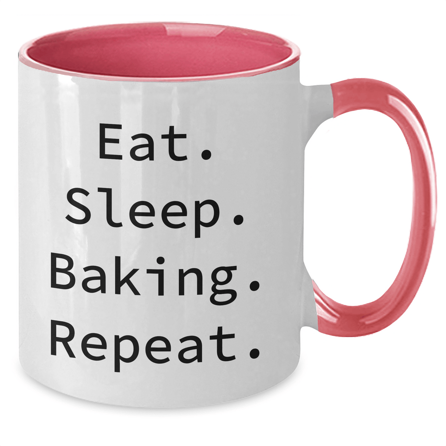 Funny Baking Inspired Gifts from Family for Father's Day Two Tone Coffee Mug - Eat. Sleep. Baking. Repeat. - Victory Thru Vision 