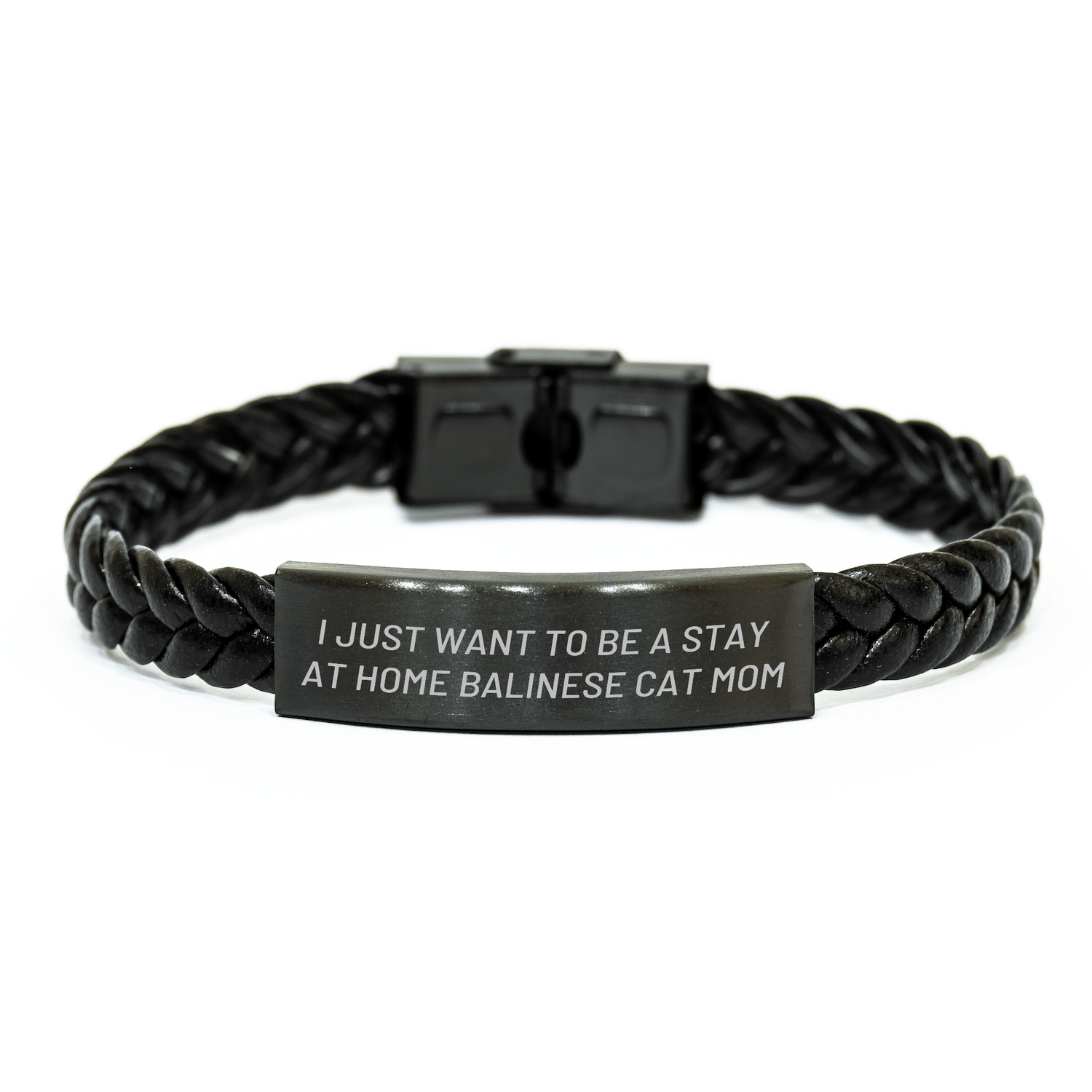 Funny Balinese Cat Mom's Gift for Men - Interlaced Leather Bracelet from Friends for Father's Day - Victory Thru Vision 