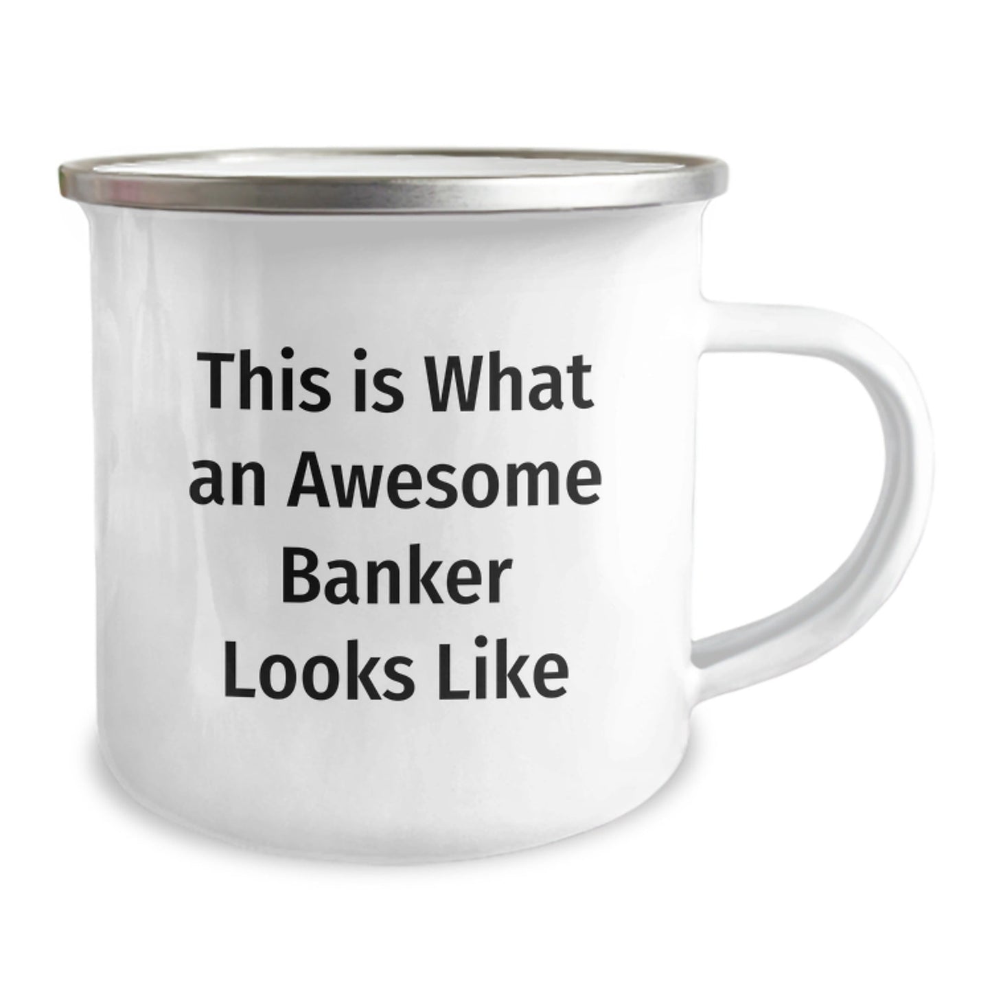 Funny Banker Gifts for Graduation, Camping Mug with Awesome Quote 'This Is What An Awesome Banker Looks Like', Gifts from Friends, Gifts for Banker - Victory Thru Vision
