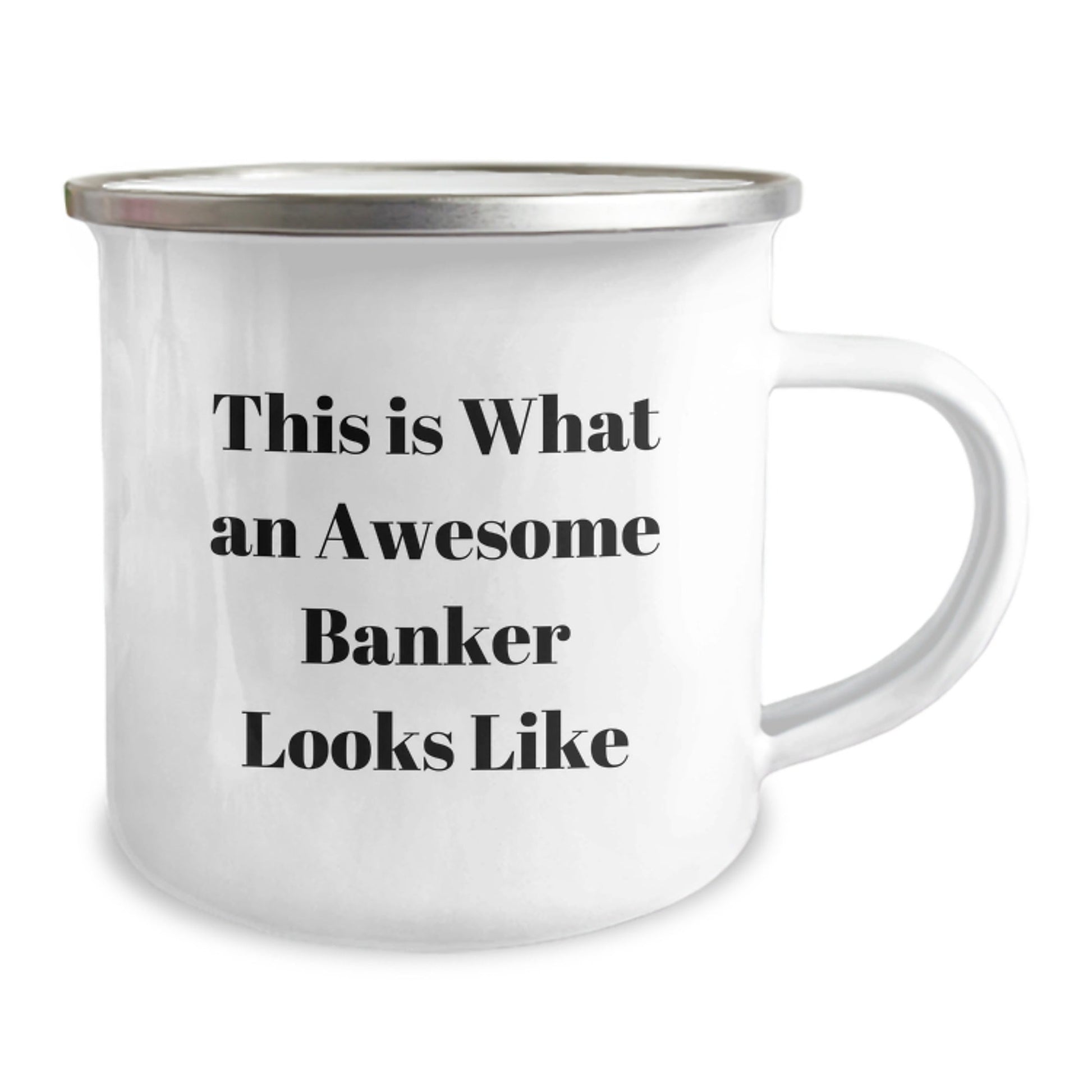 Funny Banker Gifts Graduation Unique Gifts from Friends to Awesome Banker Men, Camping Mug with Inspirational Quote, 12 oz Stainless Steel with Enamel Finish - Victory Thru Vision