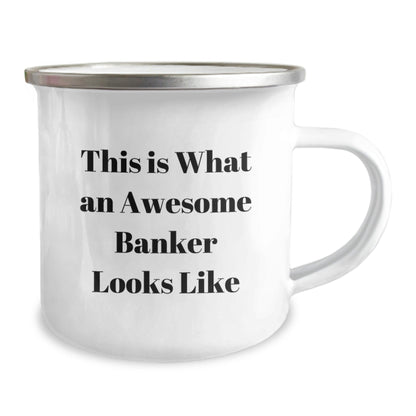 Funny Banker Gifts Graduation Unique Gifts from Friends to Awesome Banker Men, Camping Mug with Inspirational Quote, 12 oz Stainless Steel with Enamel Finish - Victory Thru Vision