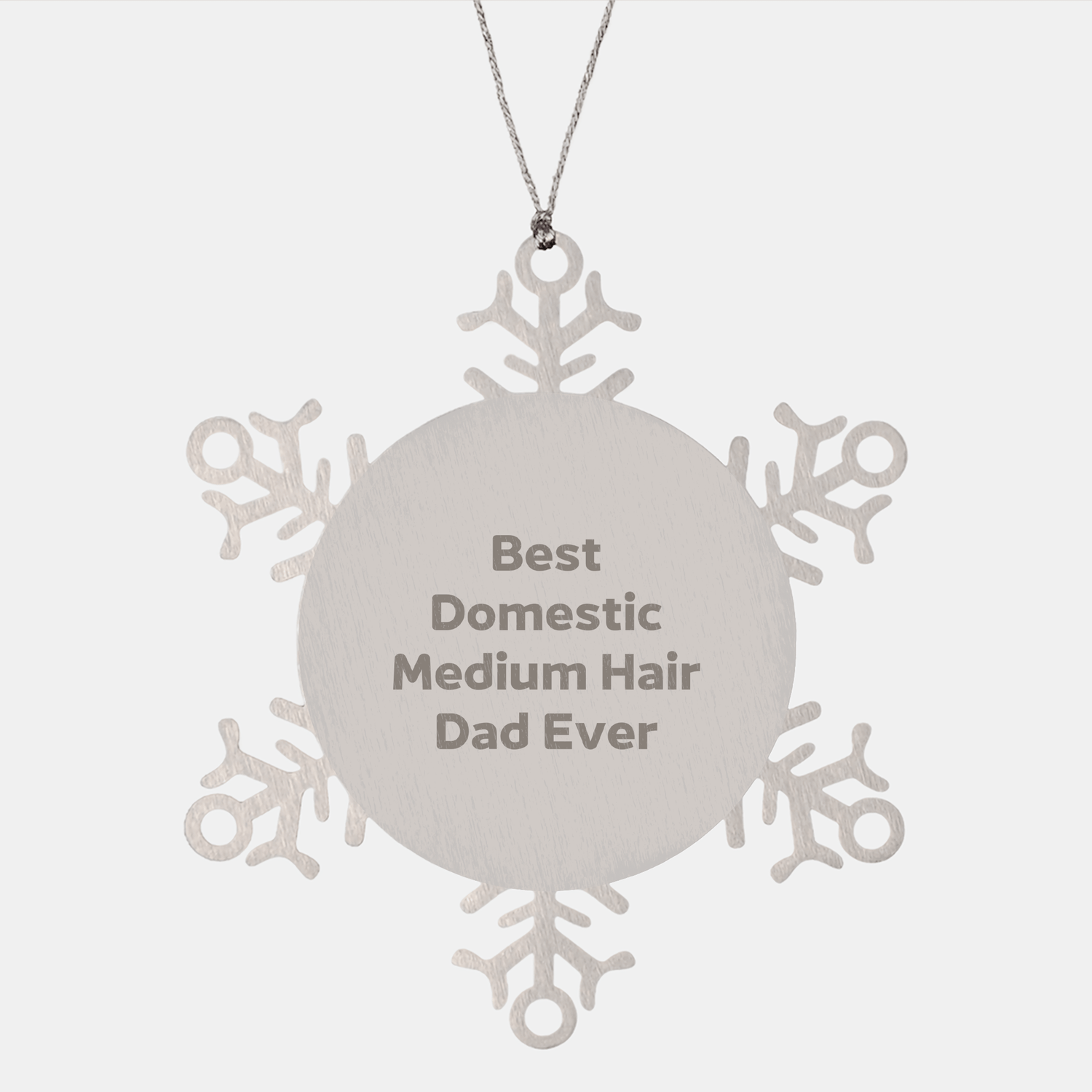 Funny Best Domestic Medium Hair Cat Dad Ever Snowflake Ornament | Shatterproof Christmas Unique Gifts for Domestic Medium Hair Cat Lovers from Santa - Victory Thru Vision 